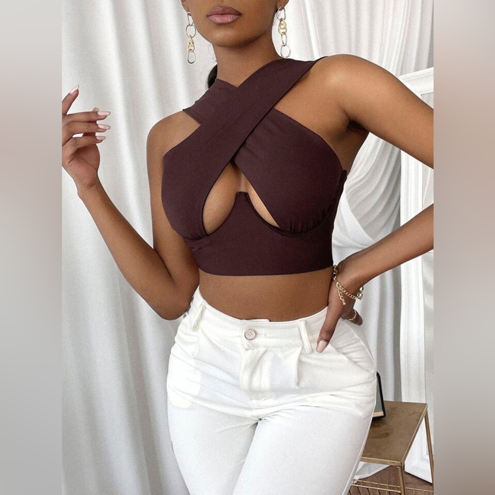 SHEIN Slayr Cross Wrap Crop Tank Top